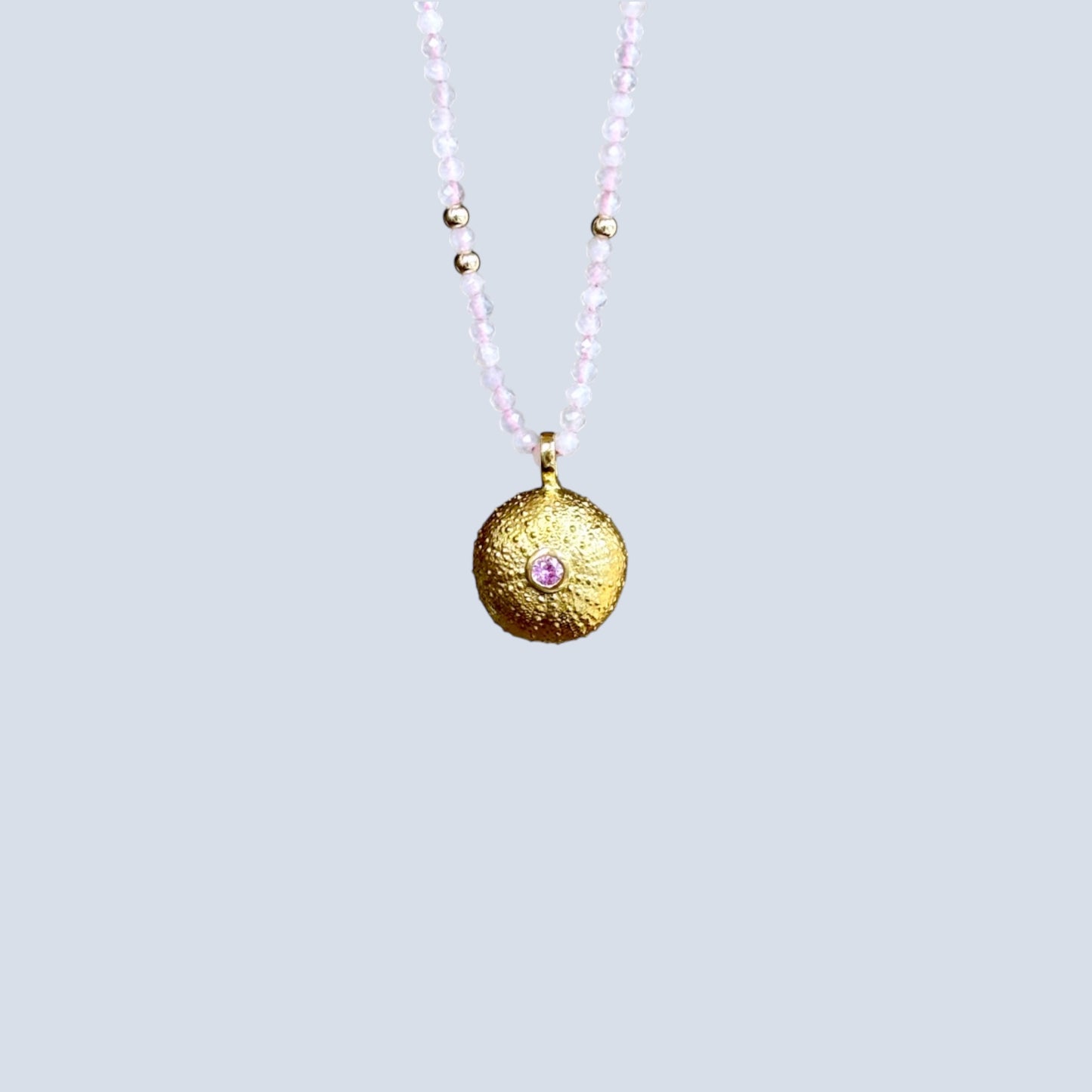 Golden Sea Urchin on premium beads necklace