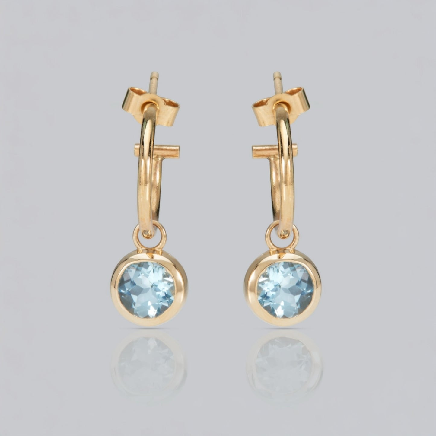 Aquamarine gold hoop earrings