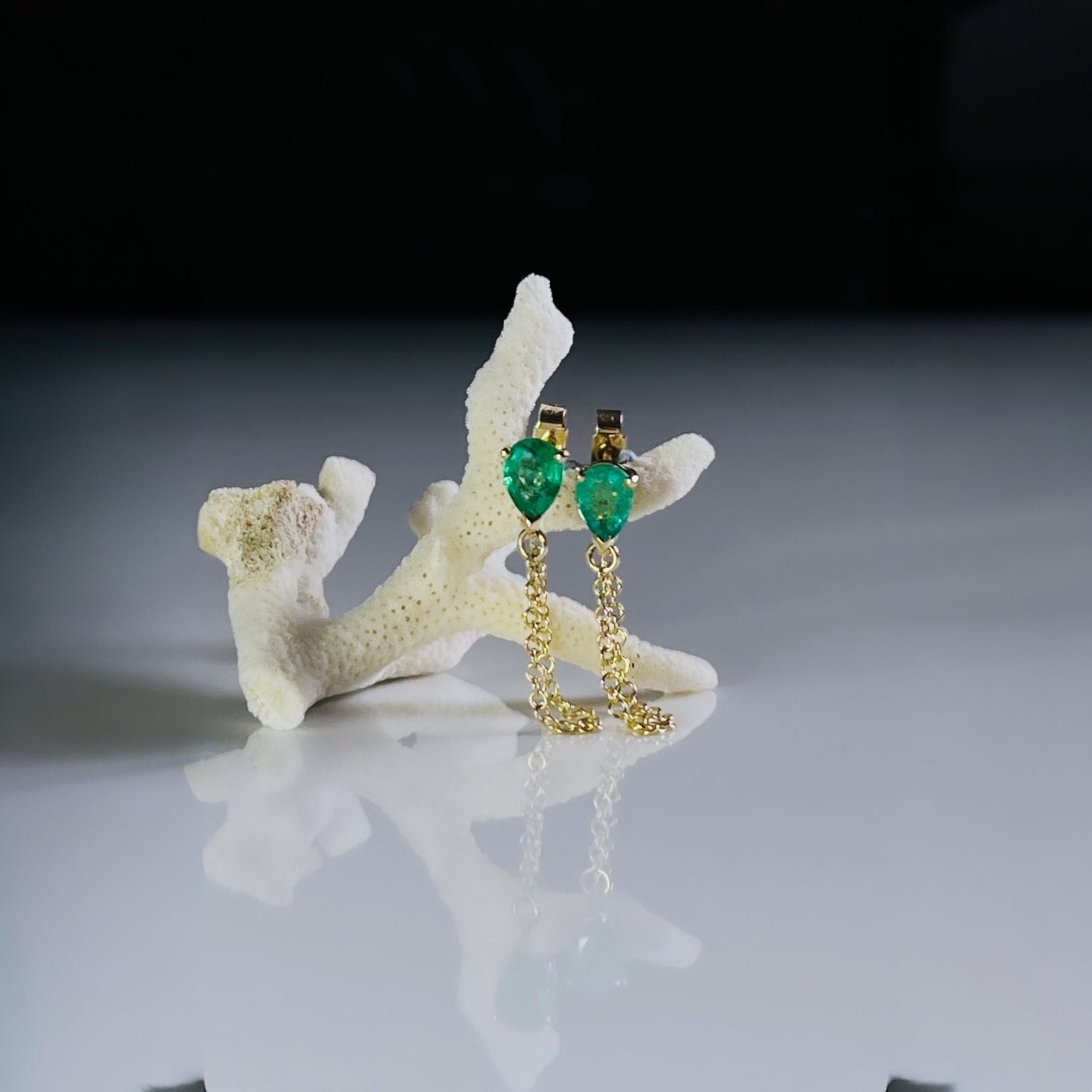Emerald chain drop earrings - BKBLondon