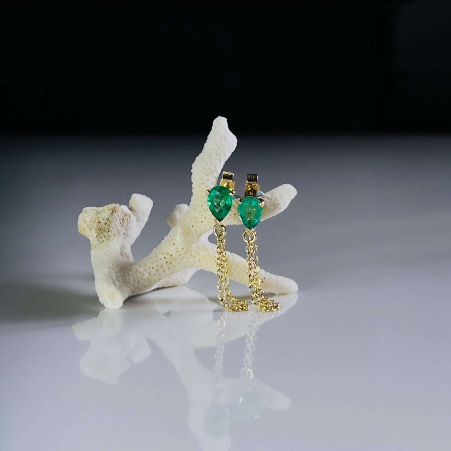 Emerald chain drop earrings - BKBLondon