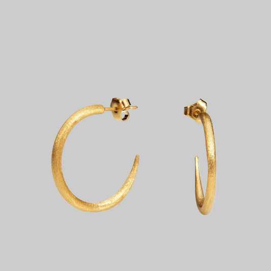 Crescent Hoops in Gold Vermeil and Sateen Finish