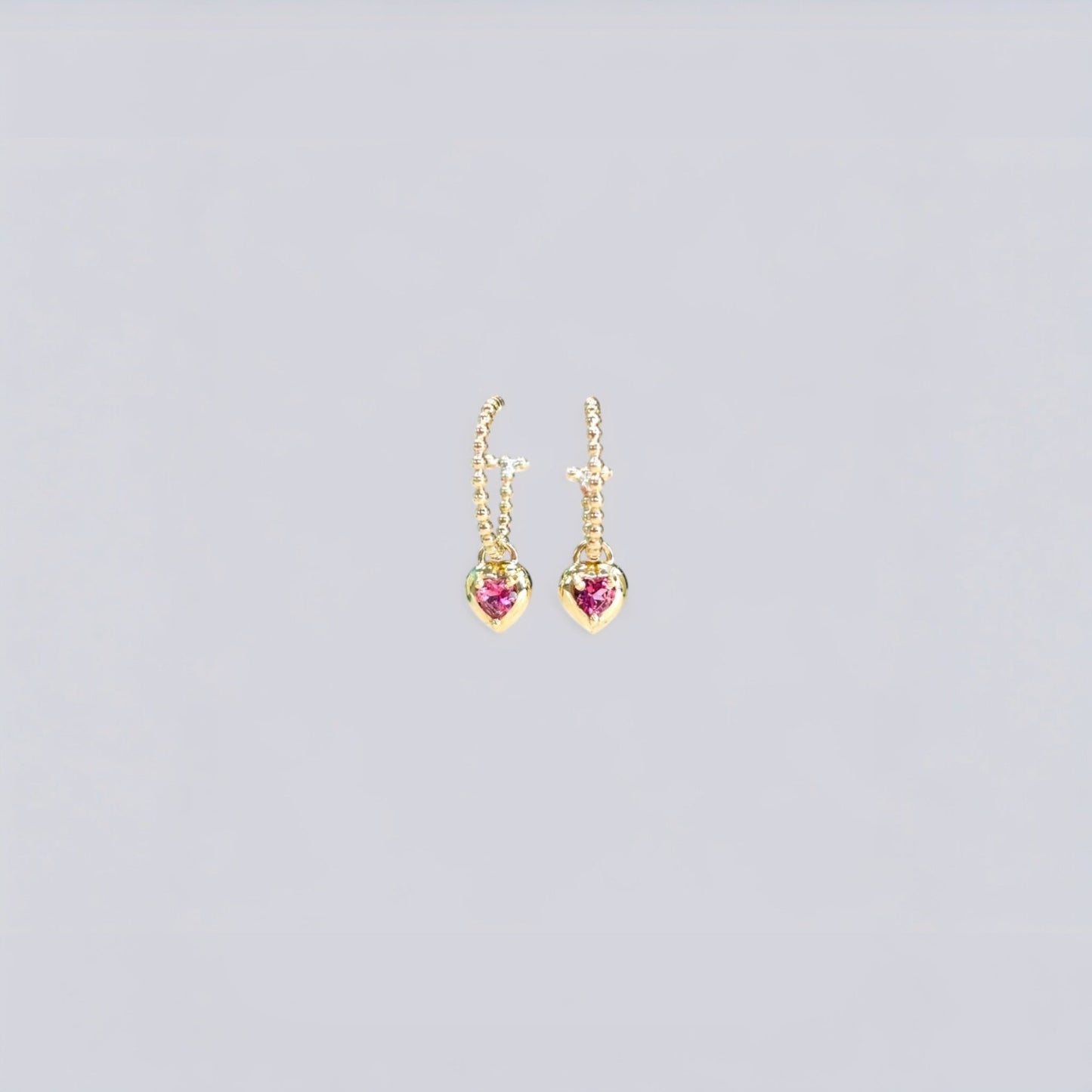 Love Heart Tourmaline Gold Earrings - BKBLondon