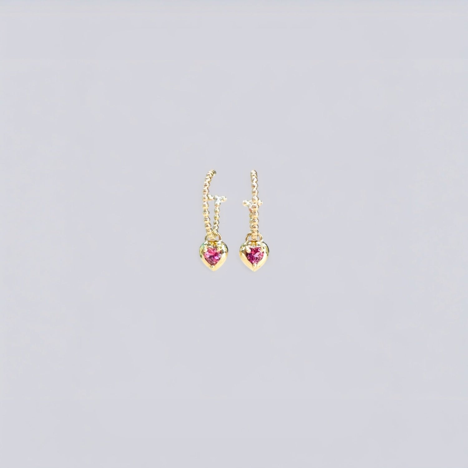 Love Heart Tourmaline Gold Earrings - BKBLondon
