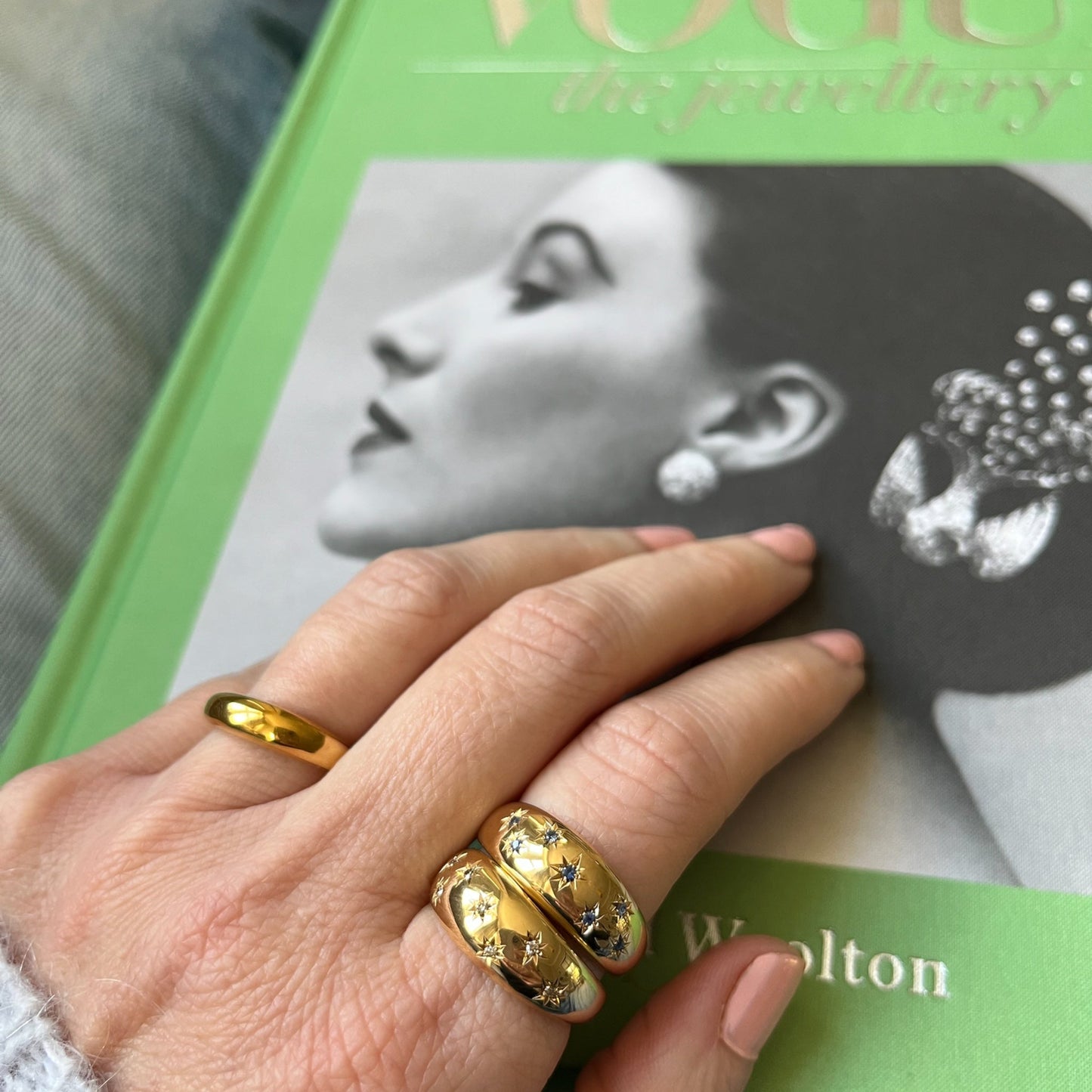 Make a Wish, Star Studded Dome Ring in Sapphire or Champagne Diamonds - BKBLondon