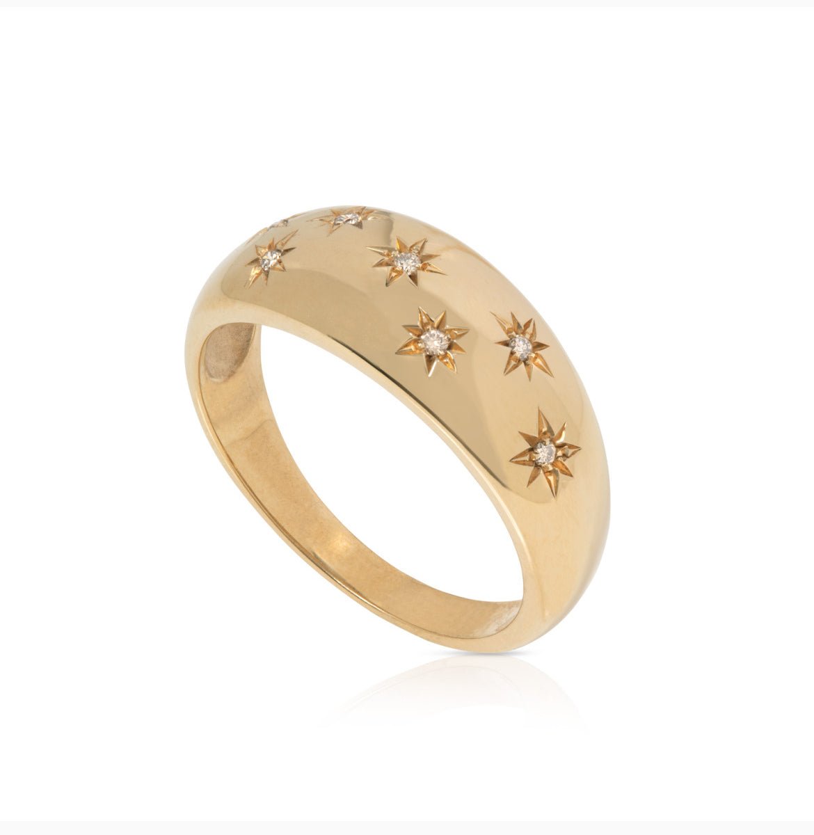 Make a Wish, Star Studded Dome Ring in Sapphire or Champagne Diamonds - BKBLondon