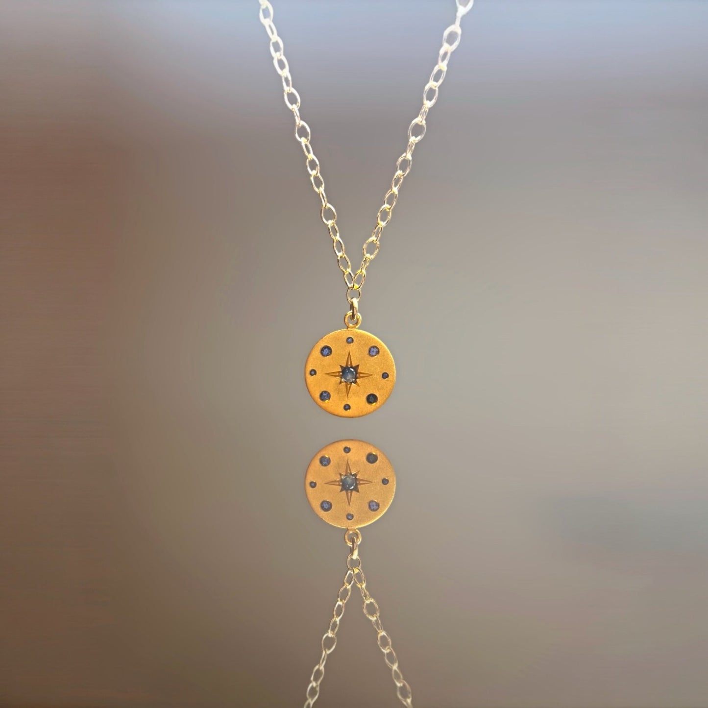 Sapphire North Star Medallion gold necklace - BKBLondon