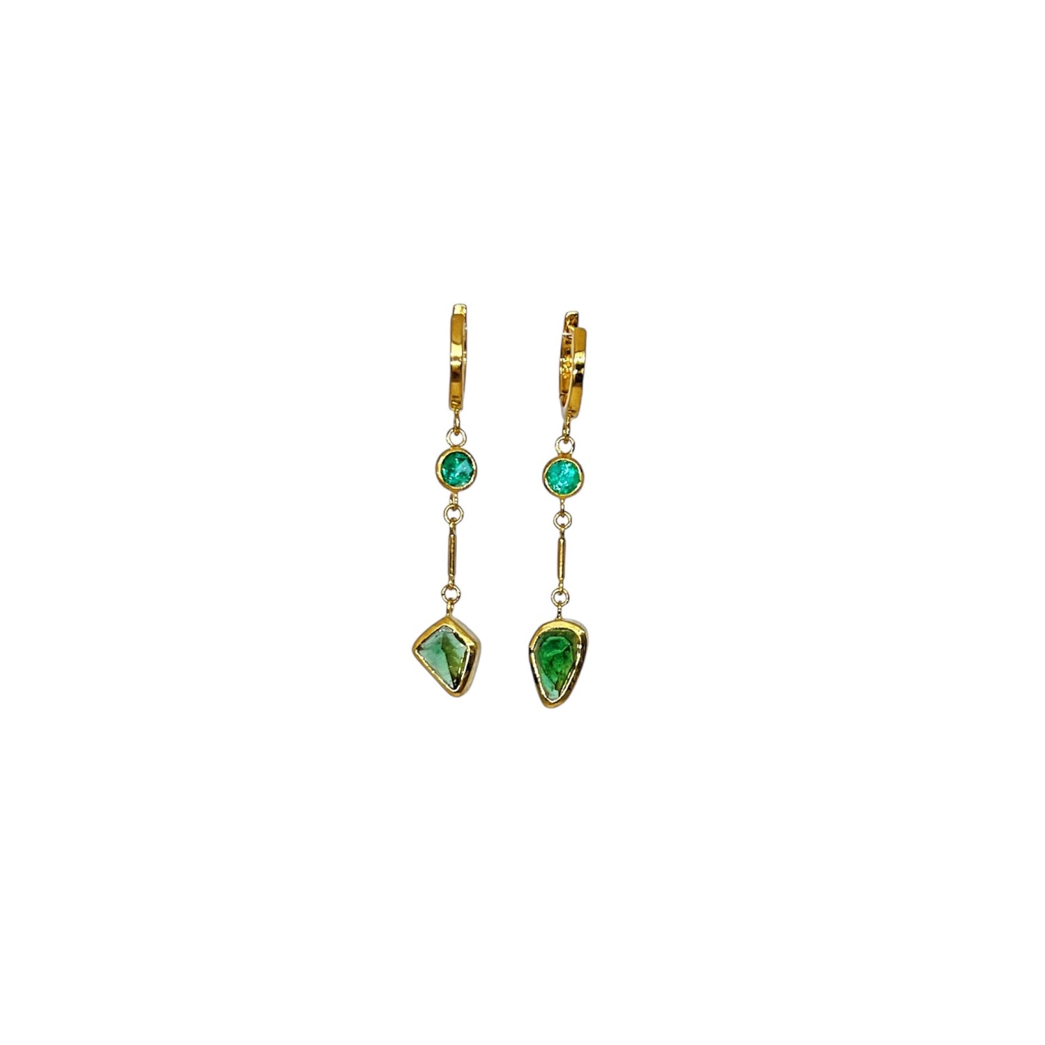Emeralds and Tourmaline drop earrings - BKBLondon