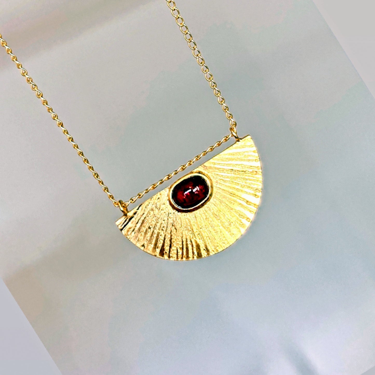 Garnet Cabochon Winter Sunset Necklace