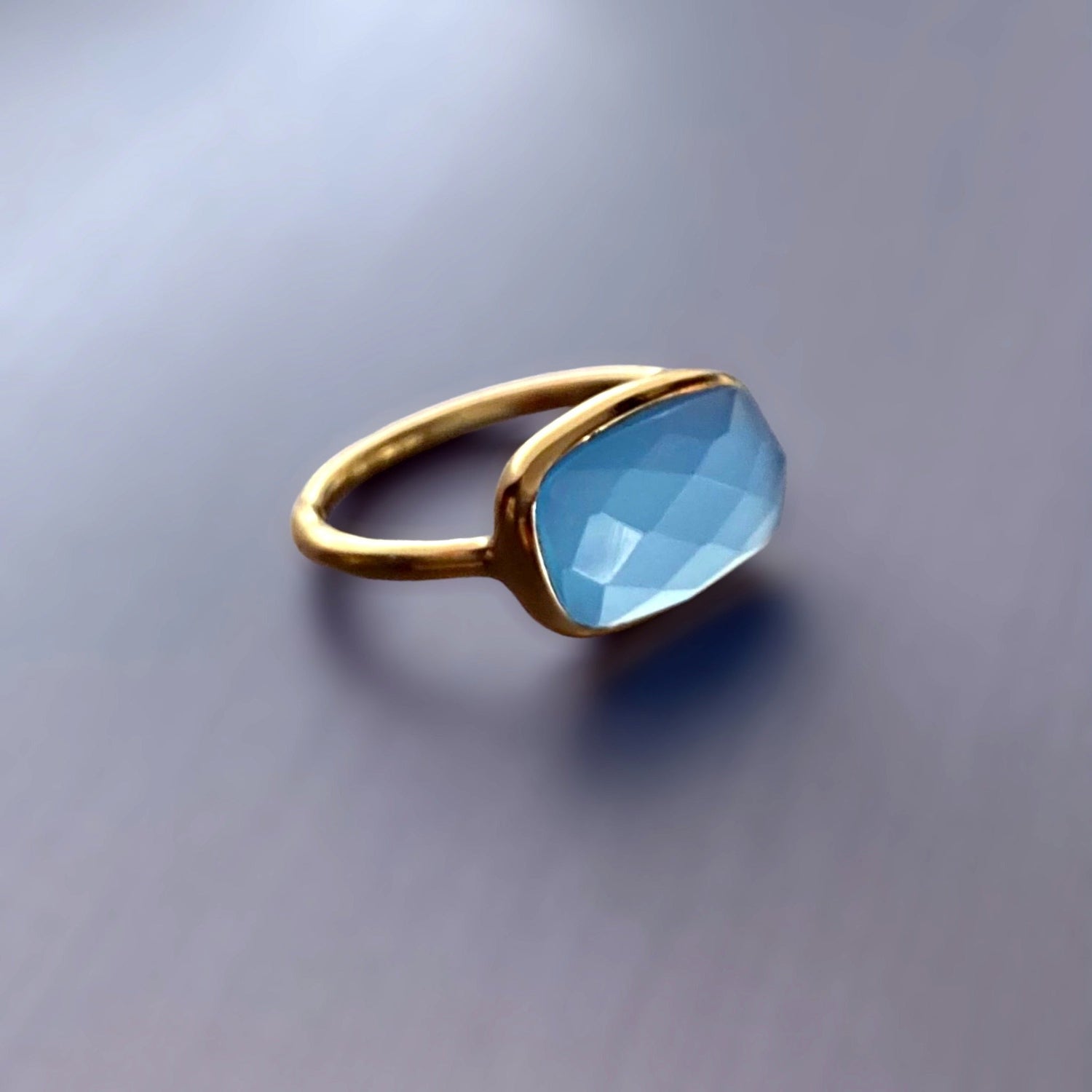 Blue Chalcedony Ring in Gold Vermeil - BKBLondon