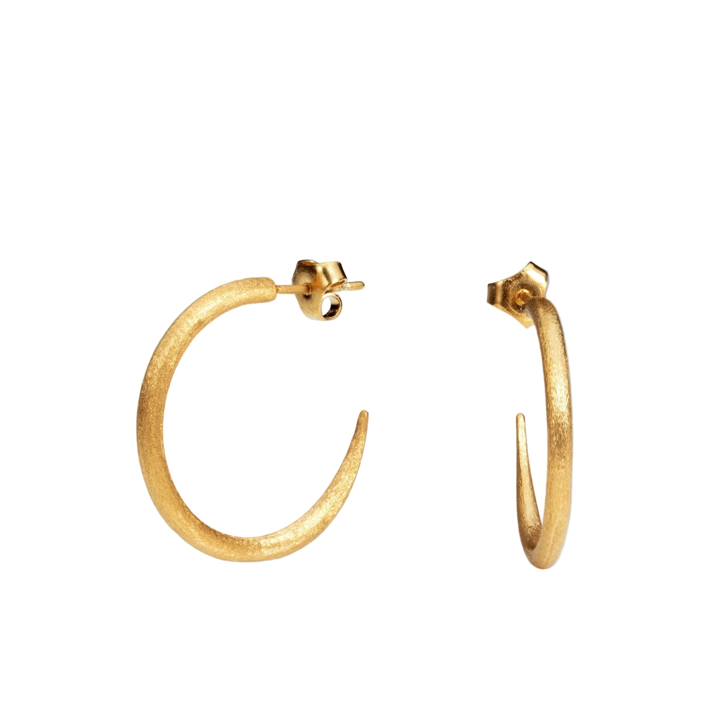 Crescent Hoops in Gold Vermeil and Sateen Finish - BKBLondon