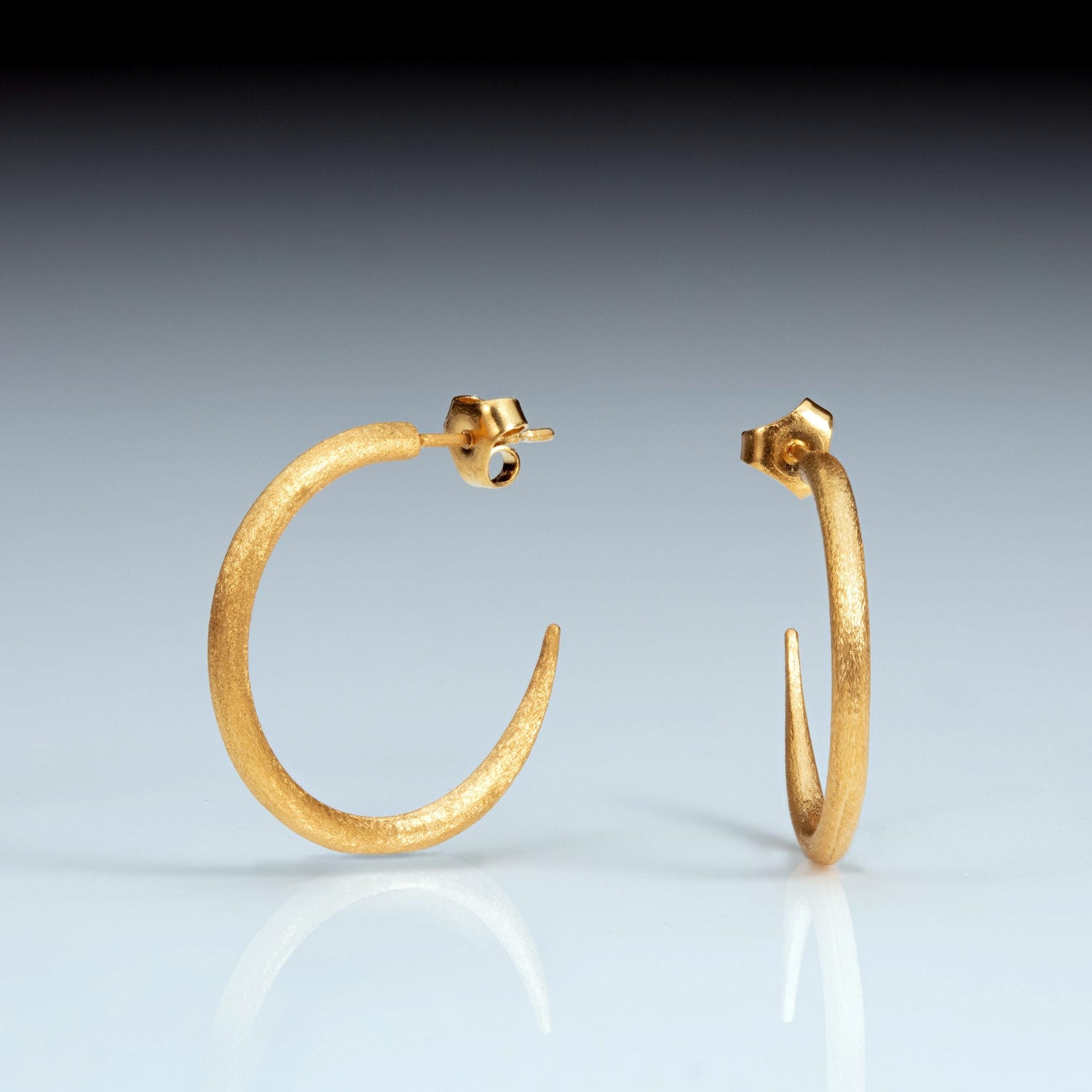 Crescent Hoops in Gold Vermeil and Sateen Finish - BKBLondon