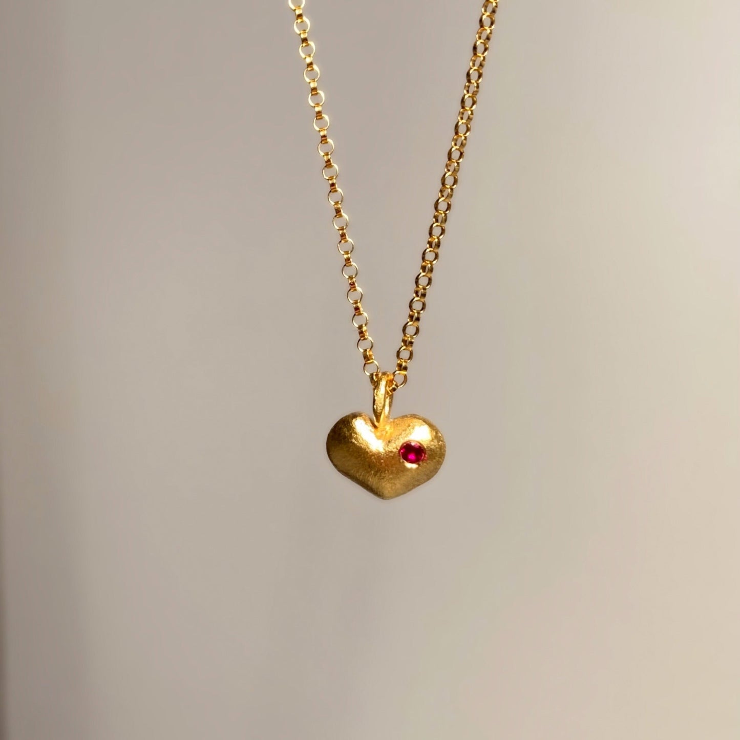 Love Heart Ruby Necklace - BKBLondon