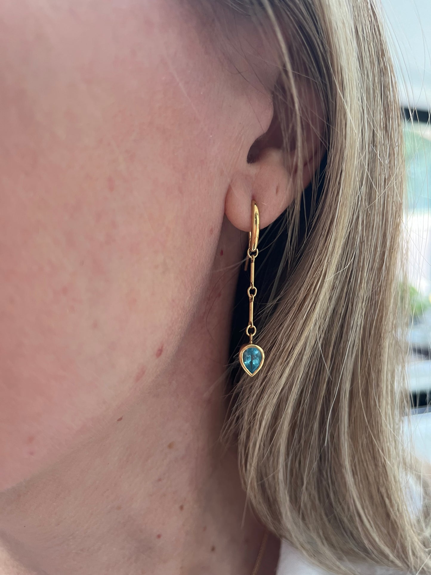 Water drops earrings in Apatite