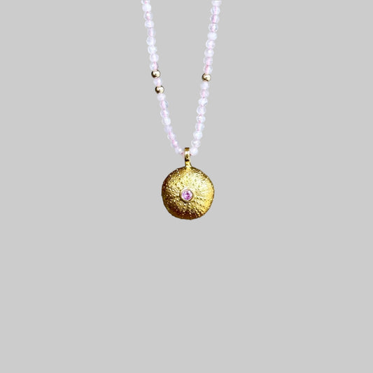 Golden Sea Urchin on premium beads necklace