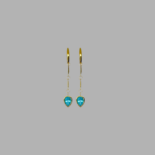 Apatite drop earrings on gold chain 