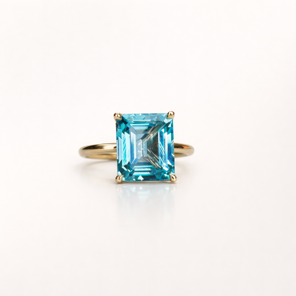 Something Blue  Topaz Gold Ring