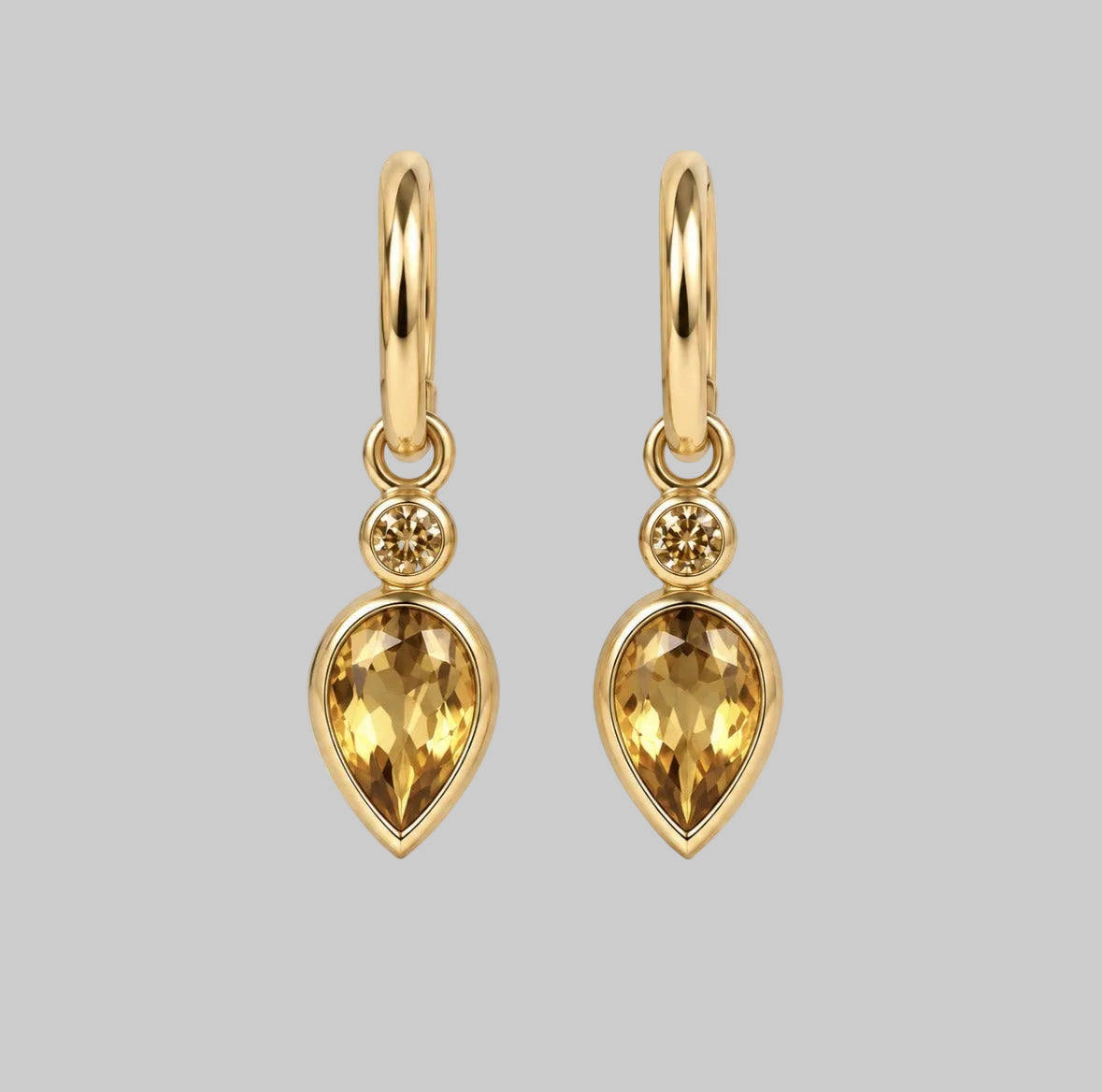 La Cala Gold Hoop Earrings with Citrine and Diamonds