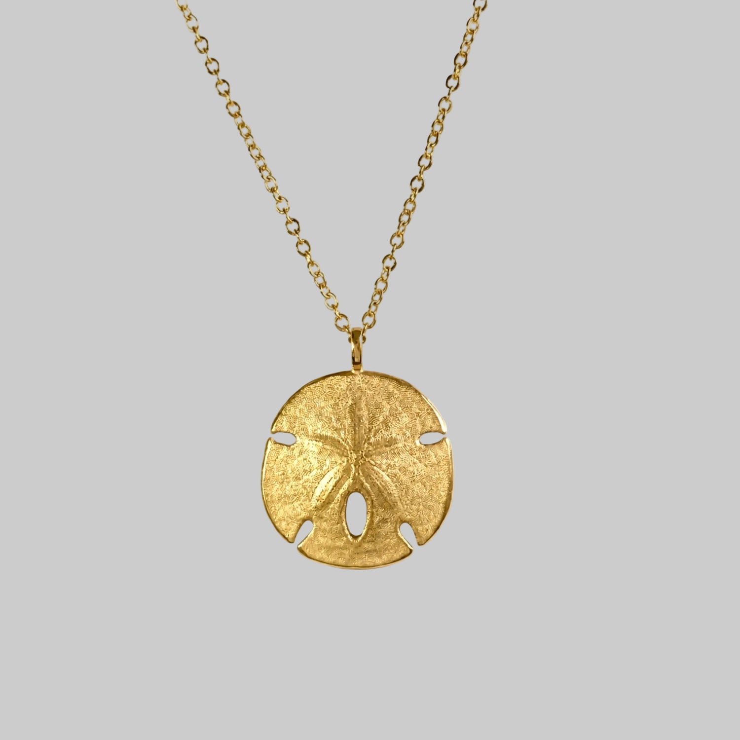 Sandollar gold vermeil necklace product photo on plain background 