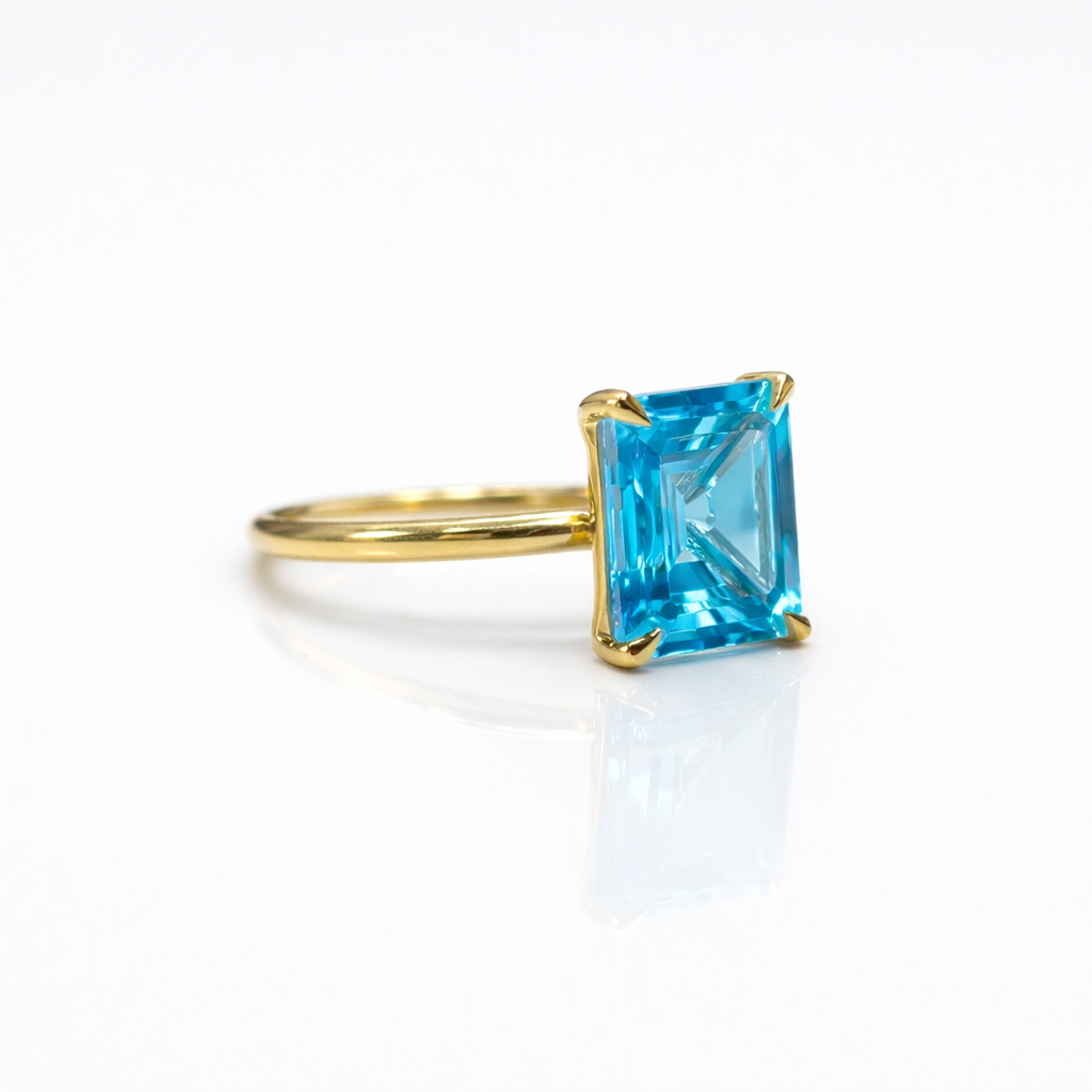 Something Blue  Topaz Gold Ring