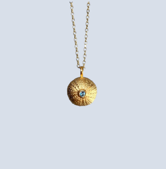 Gemstone Sea Urchin Necklace in Gold vermeil