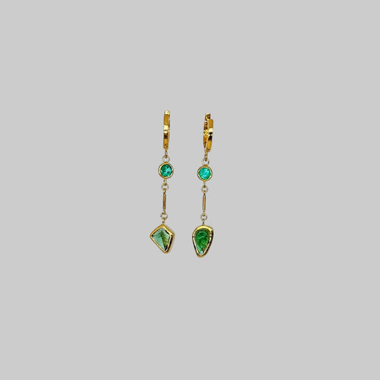 Emeralds and Tourmaline drop earrings - BKBLondon