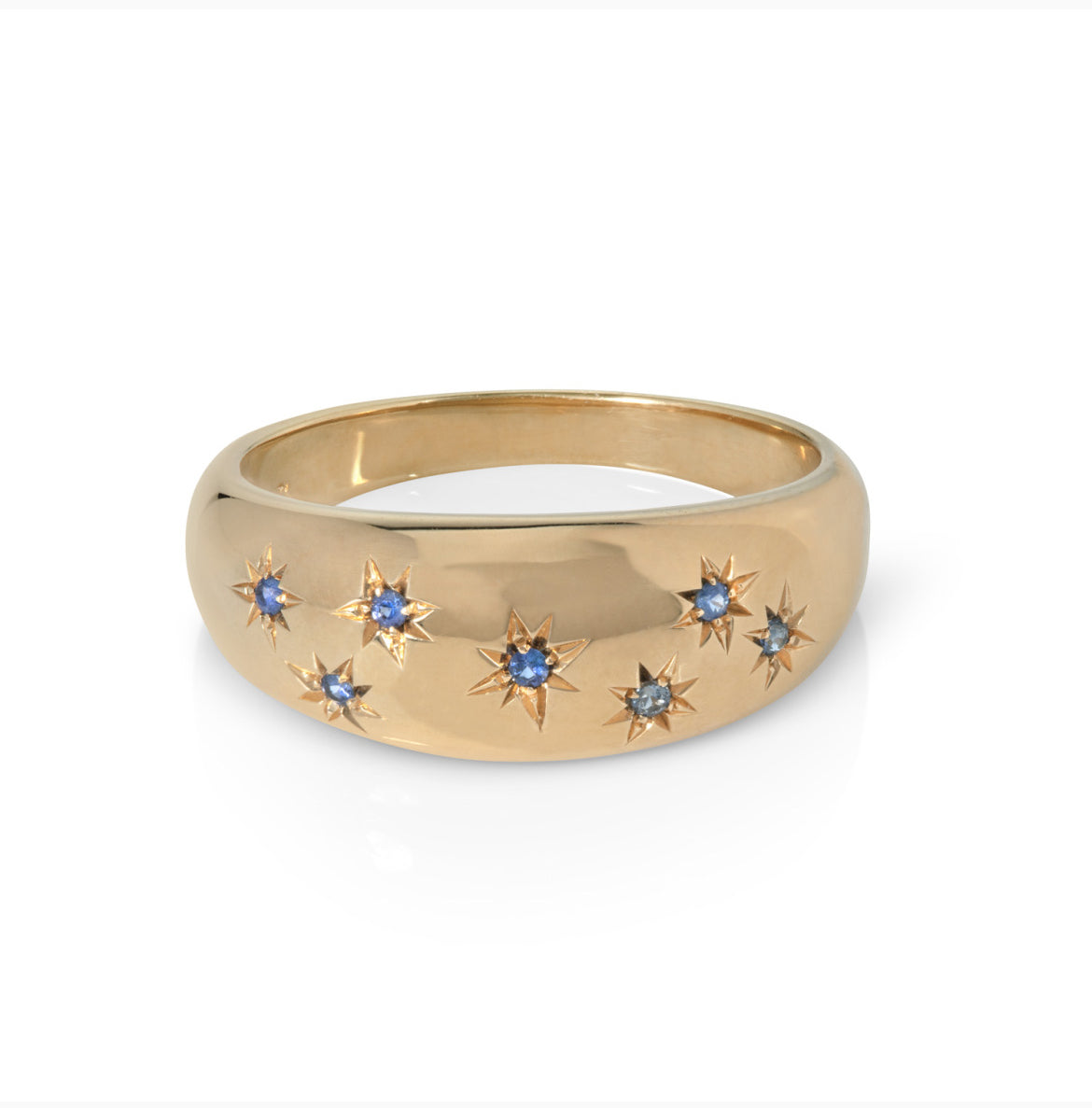 Make a Wish, Star Studded Dome Ring in Sapphire or Champagne Diamonds