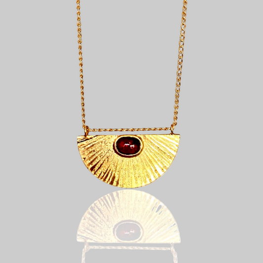 Garnet Cabochon Winter Sunset Necklace