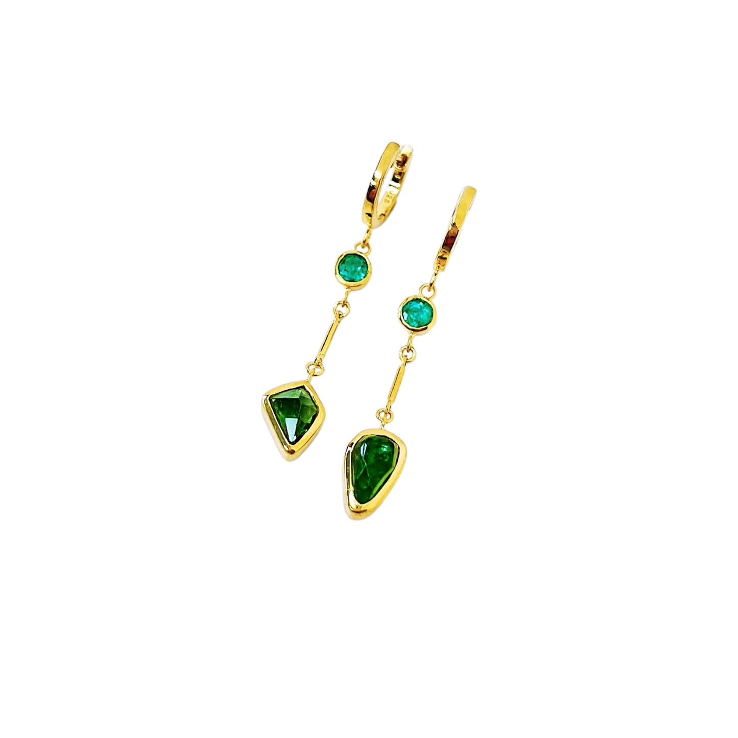 Emeralds and Tourmaline drop earrings