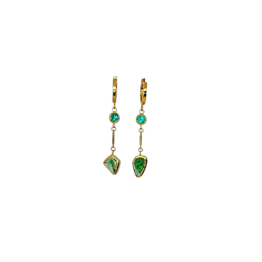 Emeralds and Tourmaline drop earrings