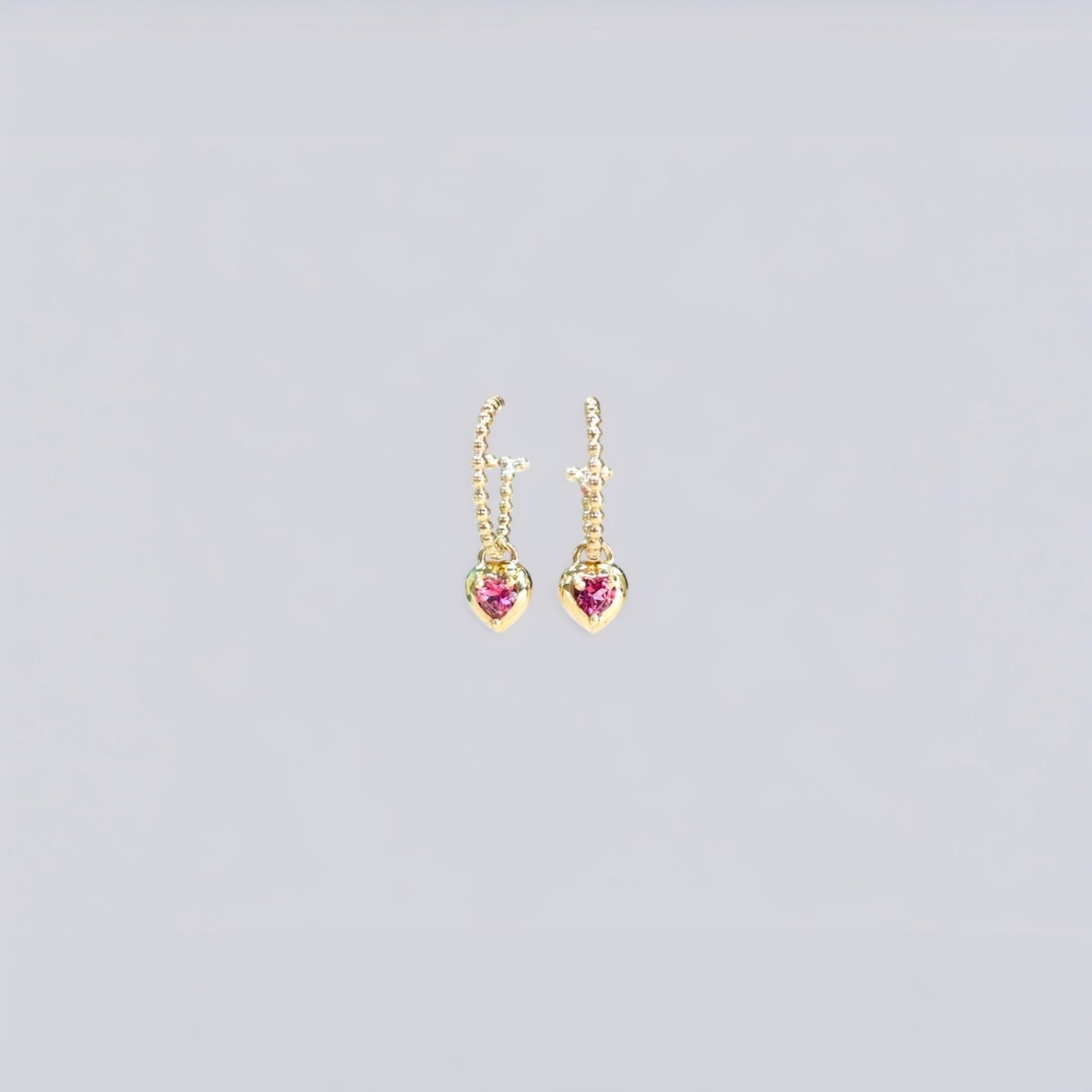 Love Heart Tourmaline Gold Earrings