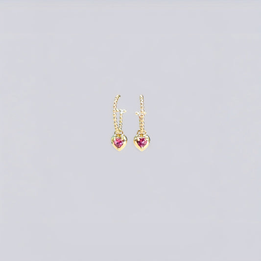 Love Heart Tourmaline Gold Earrings