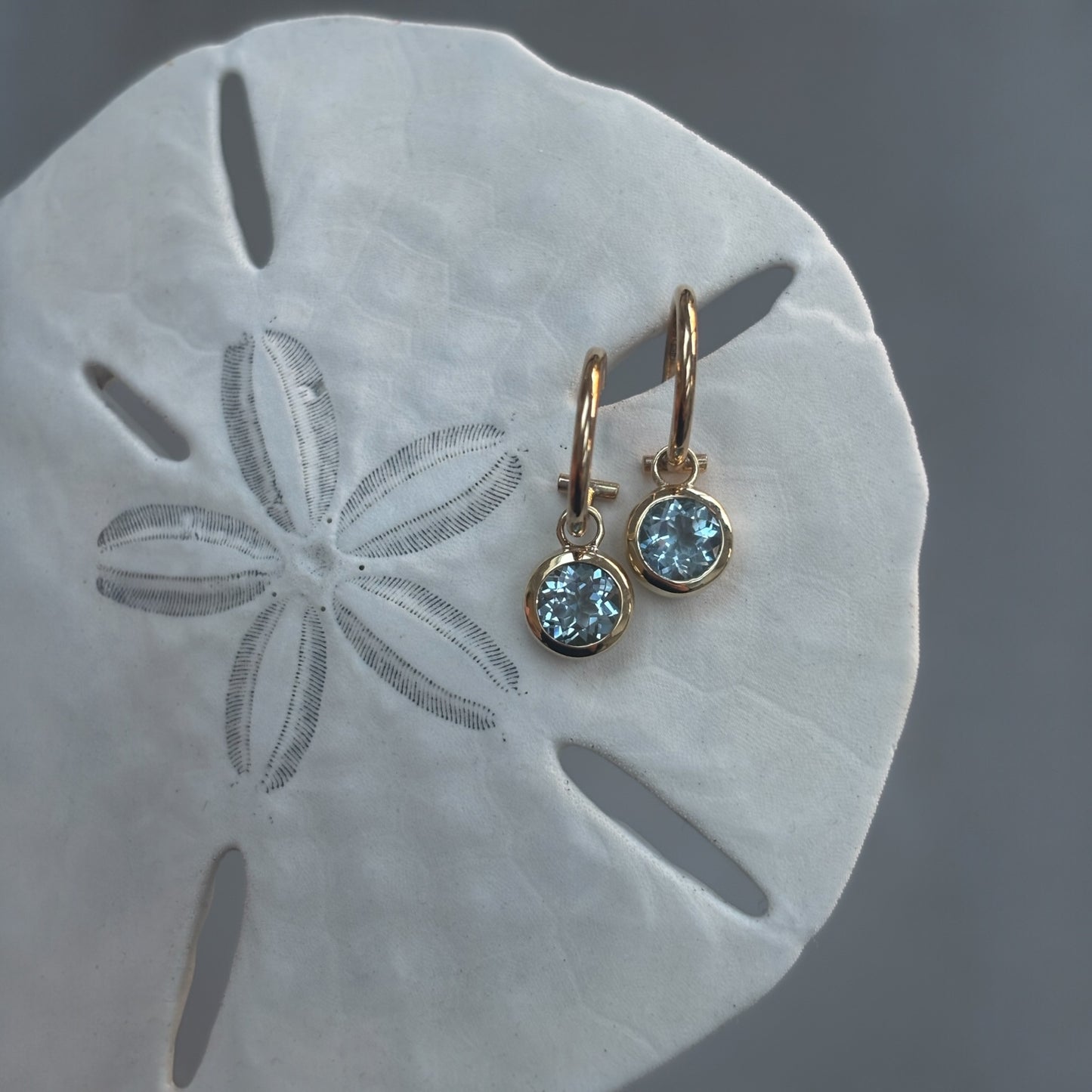 Aquamarine gold hoop earrings