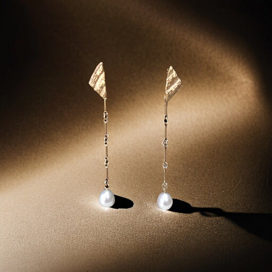Long drop freshwater pearl earrings