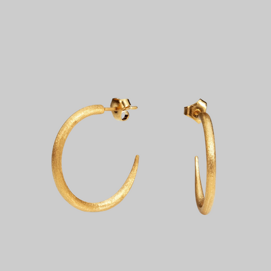 Crescent Hoops in Gold Vermeil and Sateen Finish