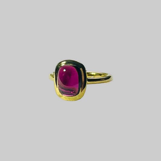 Garnet Cushion Cut Cabochon Gold Vermeil Ring