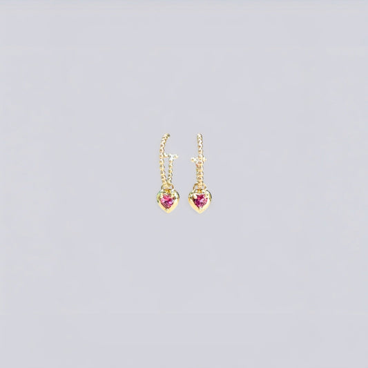 Love Heart Tourmaline Gold Earrings - BKBLondon