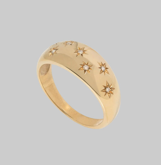Make a Wish, Star Studded Dome Ring in Sapphire or Champagne Diamonds - BKBLondon