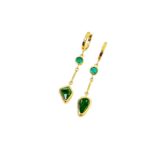 Emeralds and Tourmaline drop earrings - BKBLondon