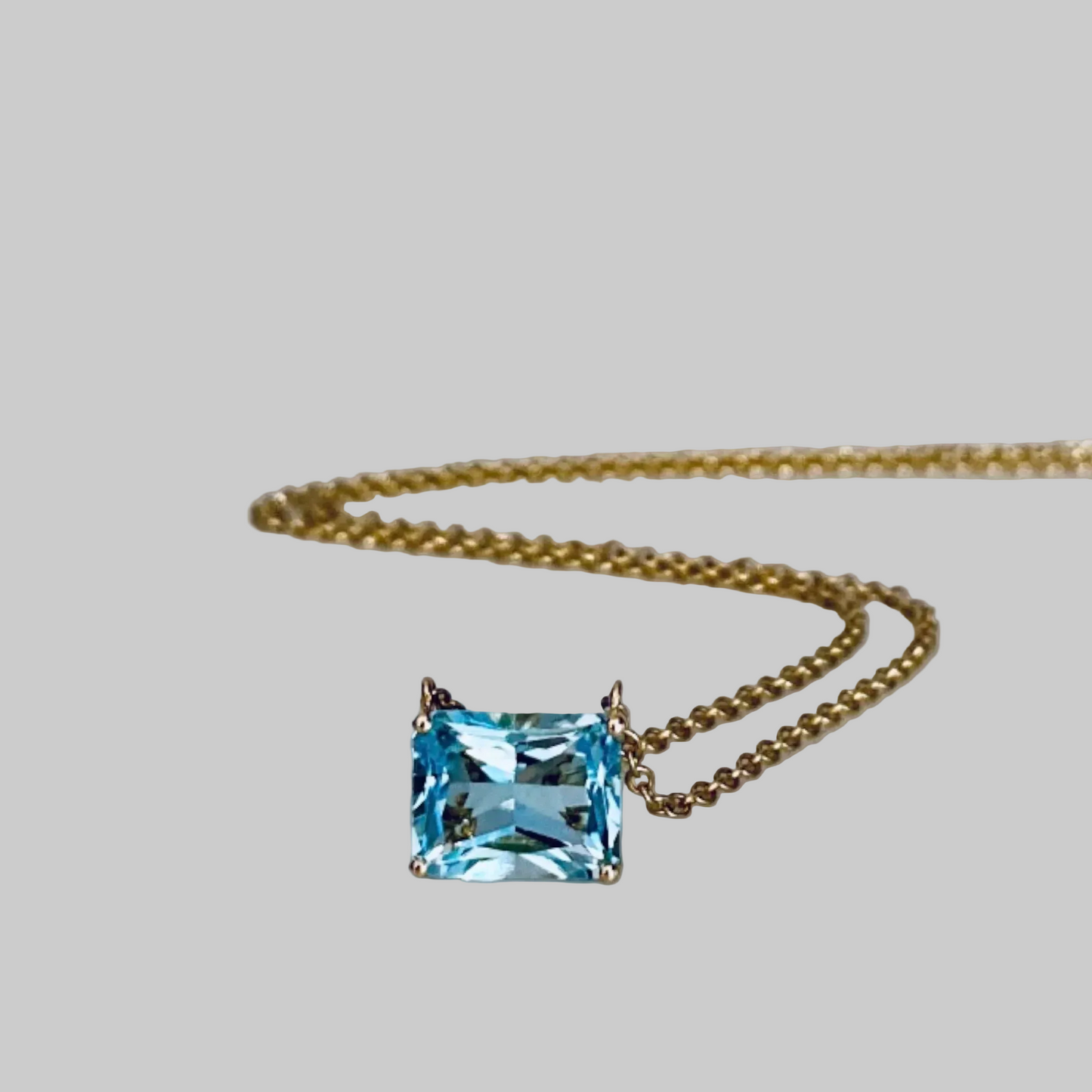 Sky Blue Topaz Gold Necklace