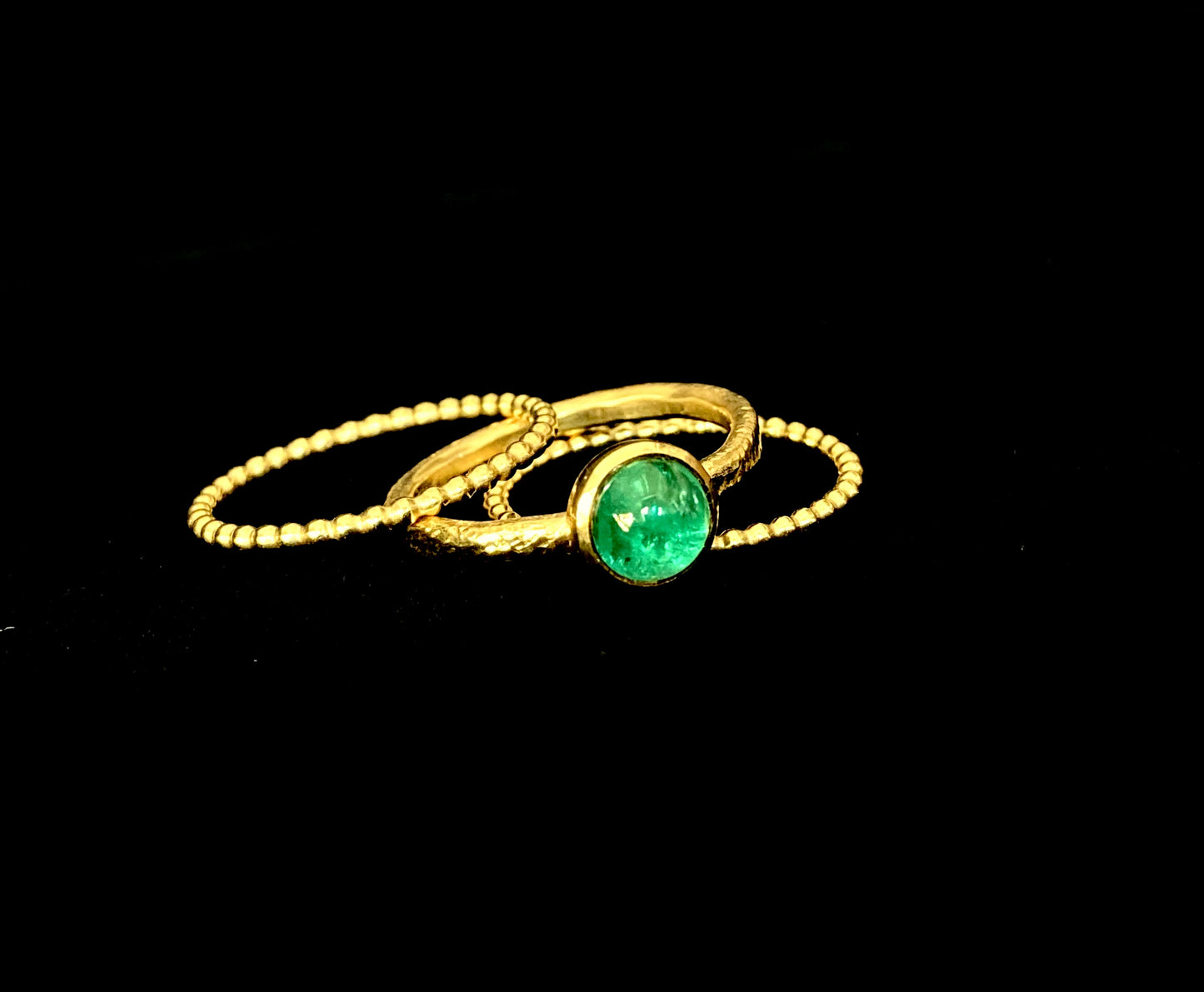 Emerald ring trio