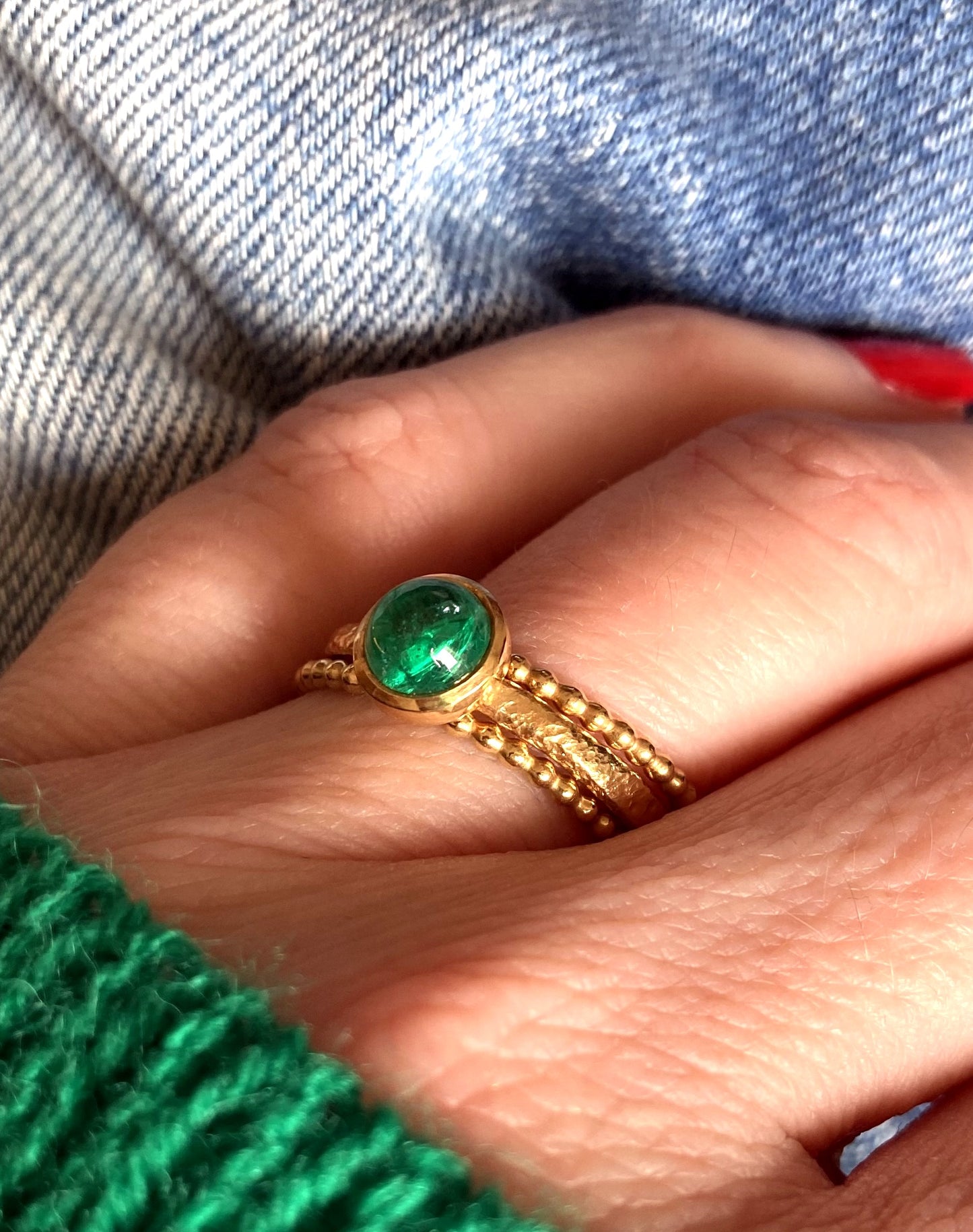 Emerald ring trio