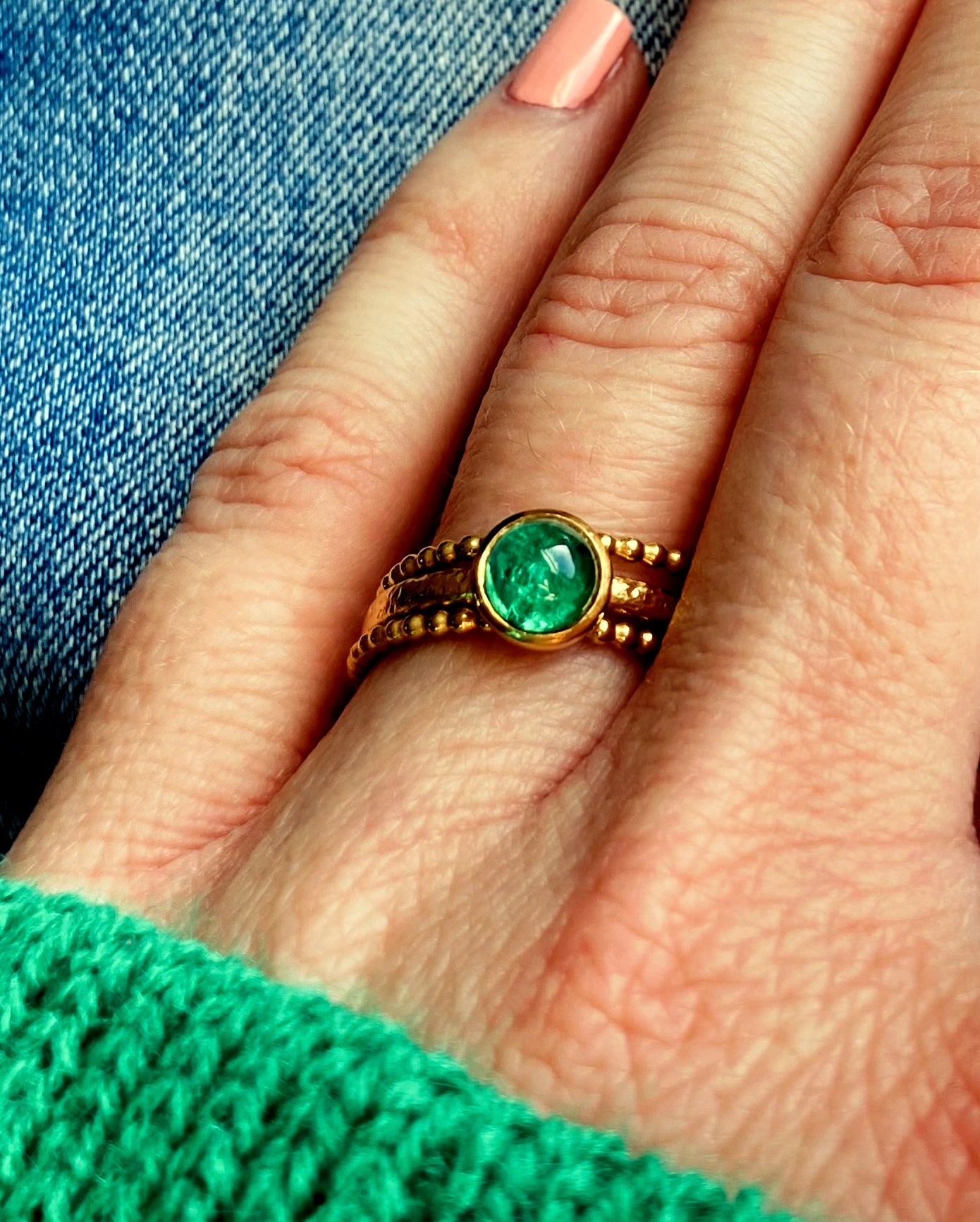 Emerald ring trio