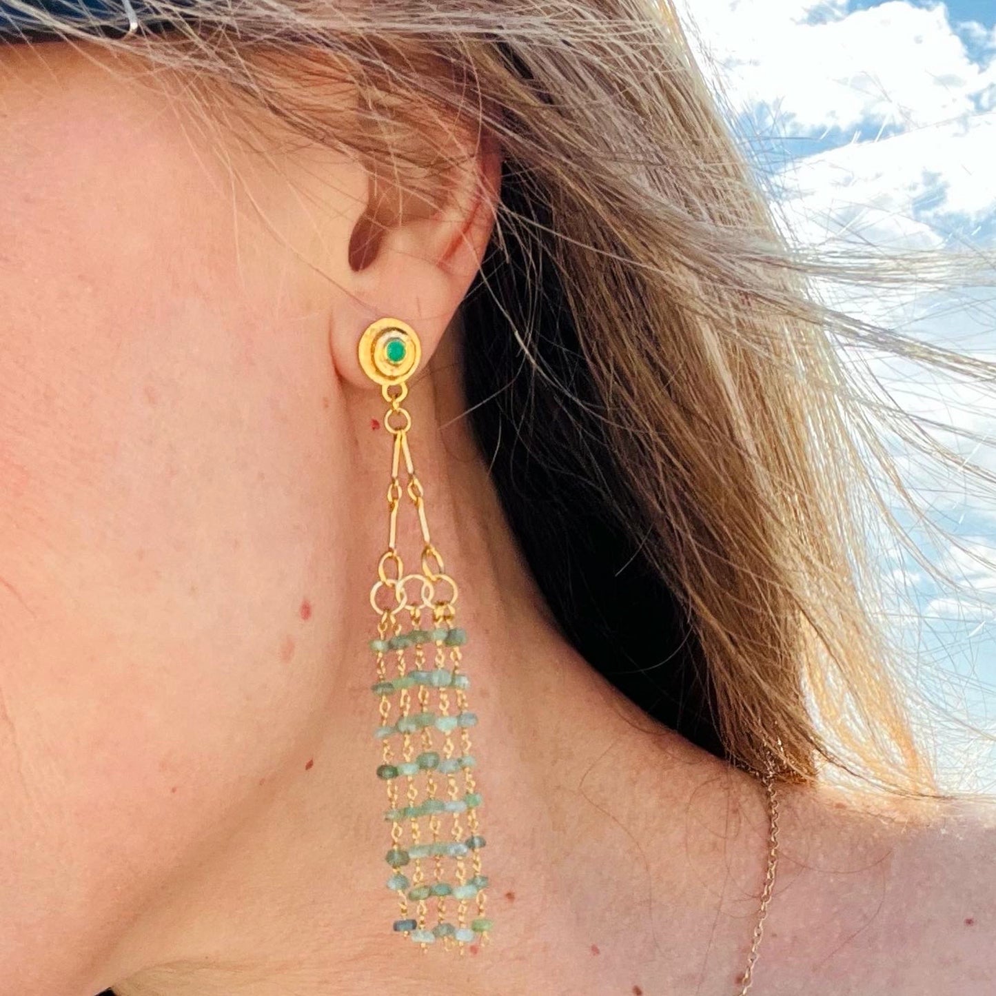 Emeralds Tassel Earrings