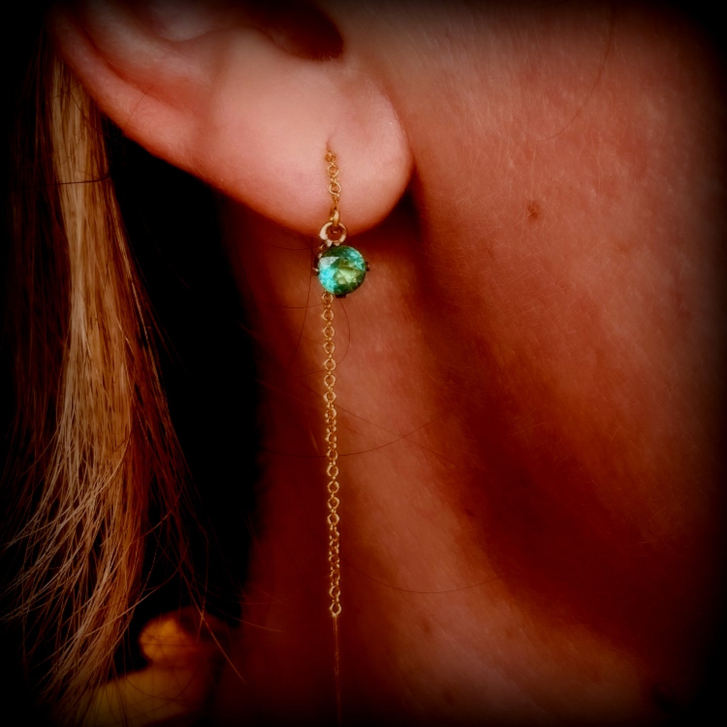 Long Threader London Blue Topaz Earrings