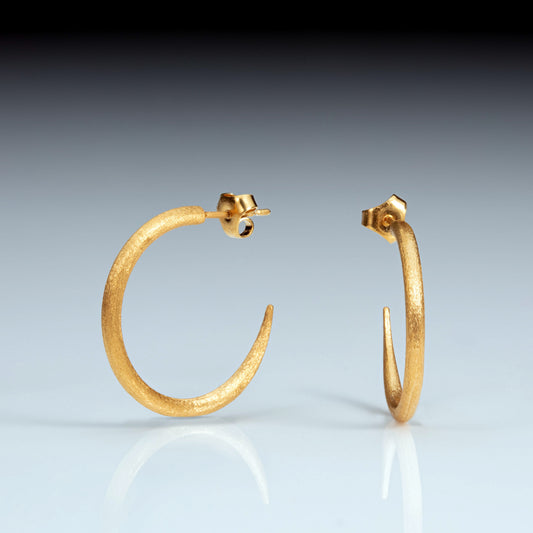 Crescent Hoops in Gold Vermeil and Sateen Finish