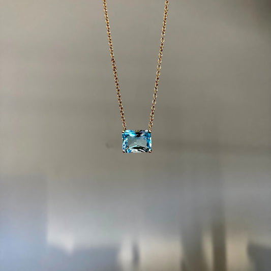Sky Blue Topaz Gold Necklace