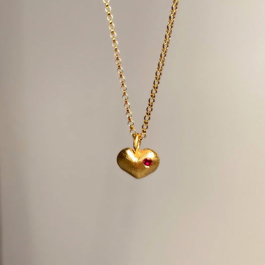 Love Heart Ruby Necklace - BKBLondon