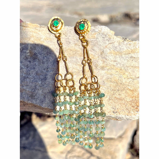 Emeralds Tassel Earrings - BKBLondon