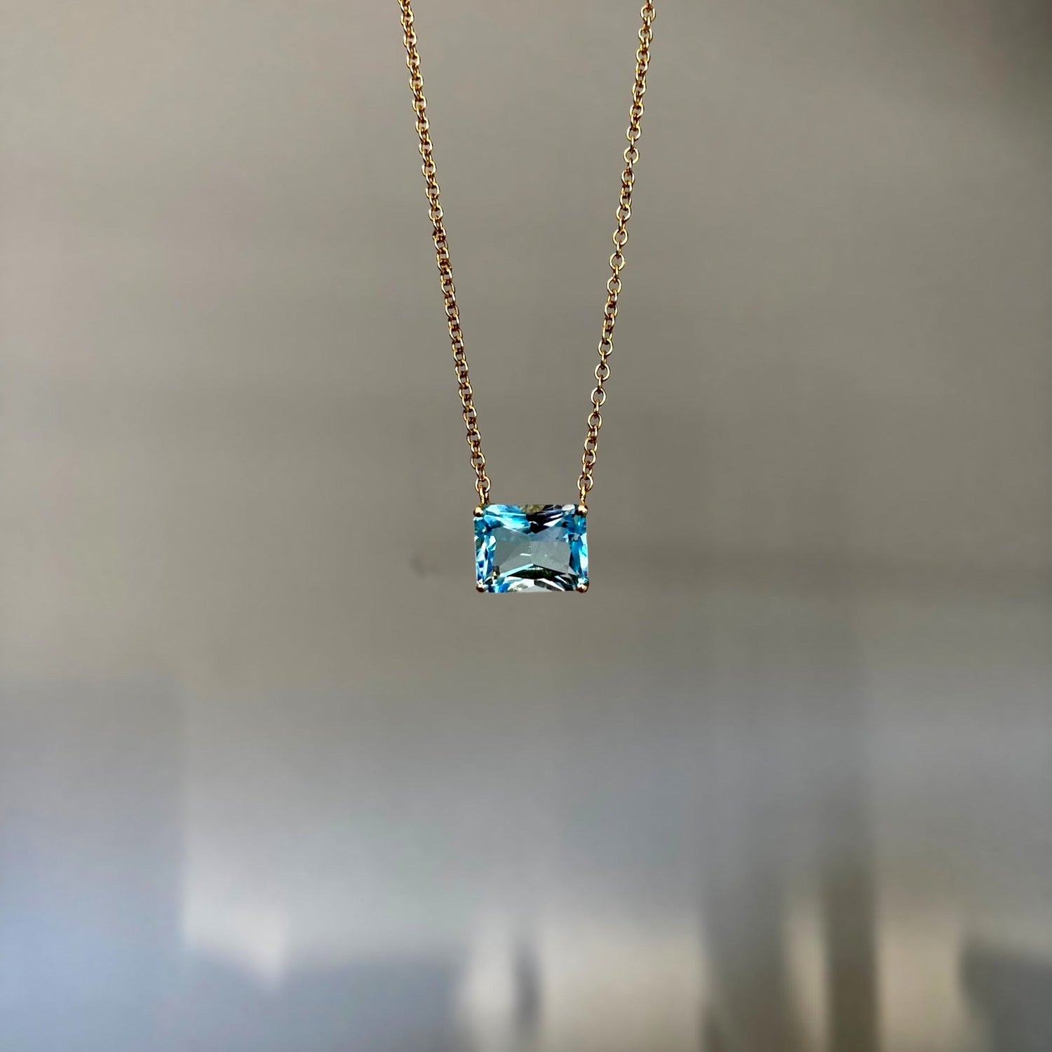 Sky Blue Topaz Gold Necklace - BKBLondon